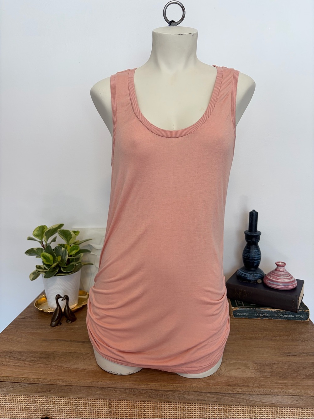 NWT Gap Coral Pink Ruched Longline Tank Top XS